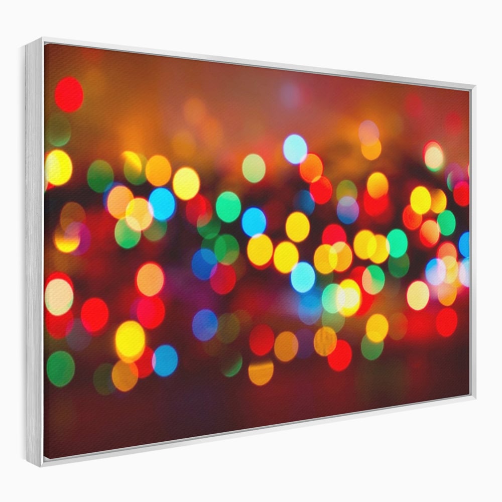 Tablou canvas cu tablou canvas cu lumini bokeh, in rama de aluminiu argintiu